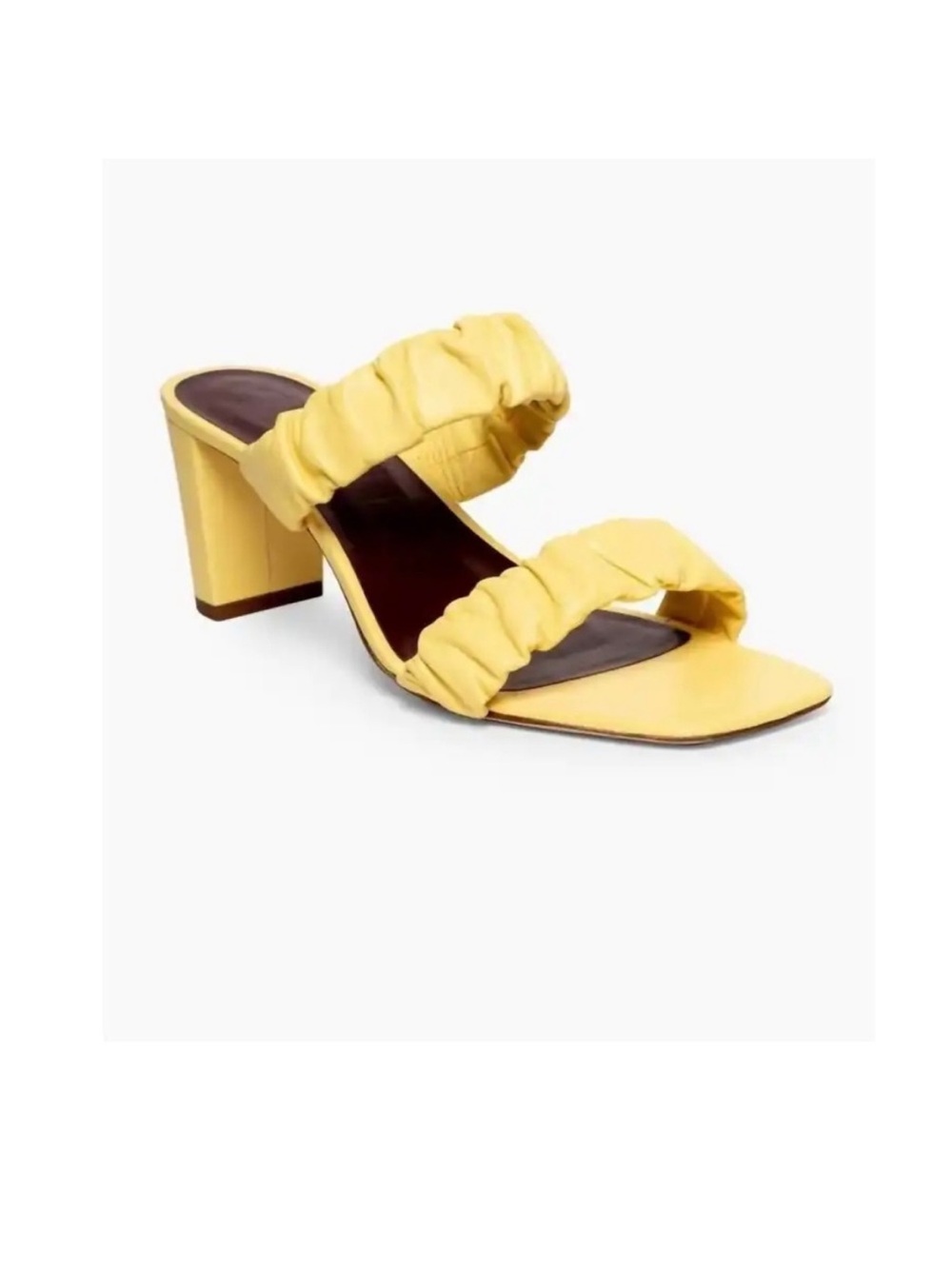 STAUD Frankie Ruched Leather Mules Wallflower 37 7